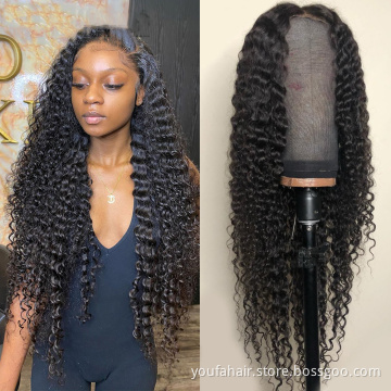 Customize Wig Vendors Wholesale Indian Virgin Hair Lace Frontal Wig 13*4 Natural Deep Virgin Human Raw Indian Hair Wig Deep Wave